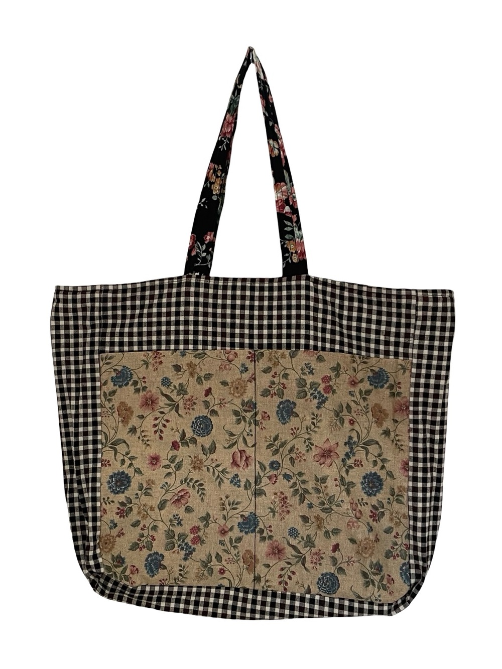 Handmade Quilted Floral reversible Tote Bag - Picture 3 of 4